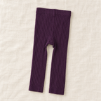 The Everyday Rib Knit Leggings — Purple, laid flat on ivory linen