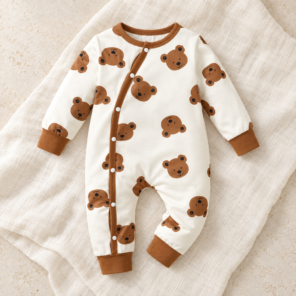 The Little Prints Baby Outfit Edit, printed baby outfit on ivory linen