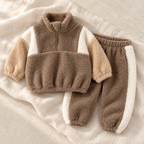 The Fleece High-Neck Two-Piece Set studio photograph on ivory linen
