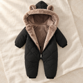 The Fleece-Lined Hooded Romper studio photograph on ivory linen