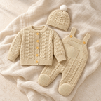 The Knit Romper & Hat Outfit studio photograph on ivory linen