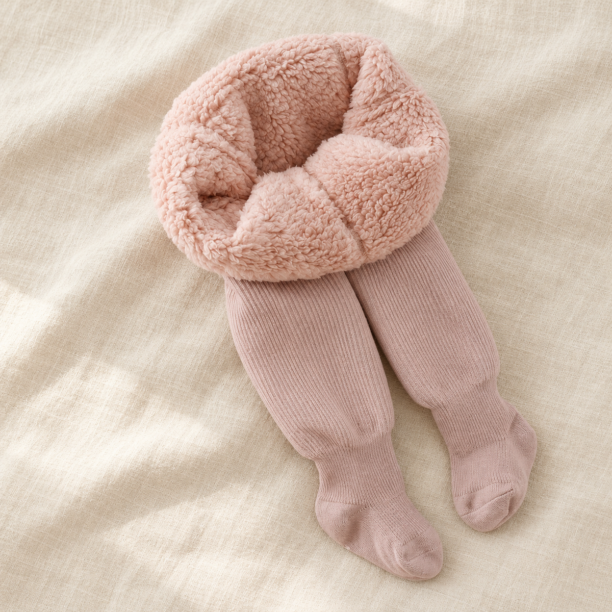 The Striped Fleece-Lined Tights studio photograph on ivory linen