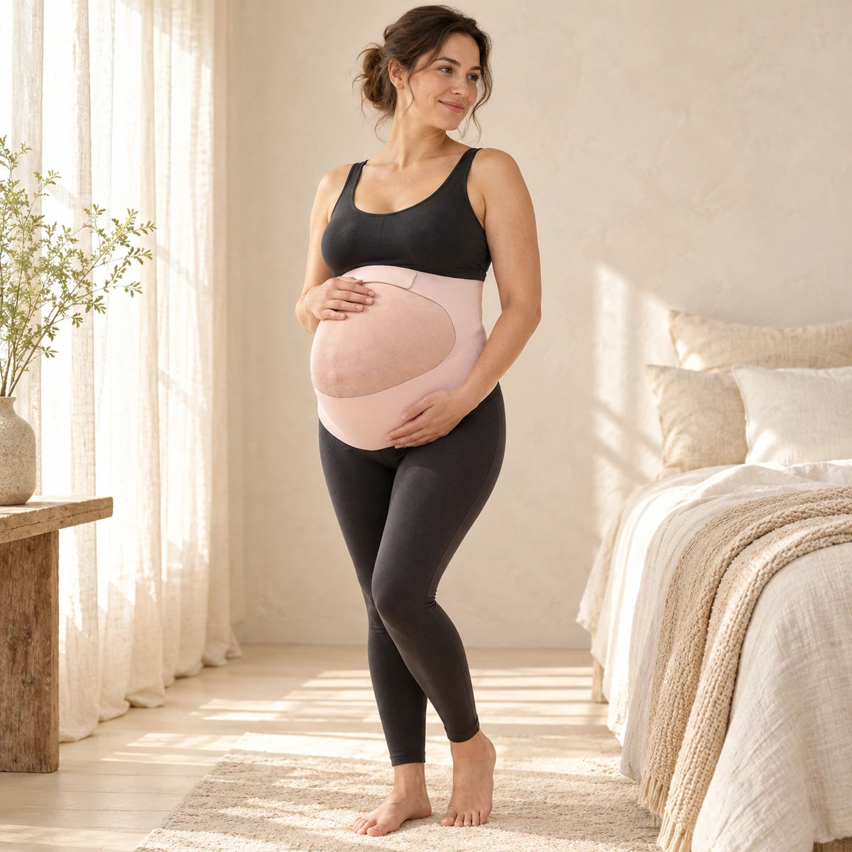 Adjustable Pregnancy Waist Support Belt, L Nude, worn or used by an adult model