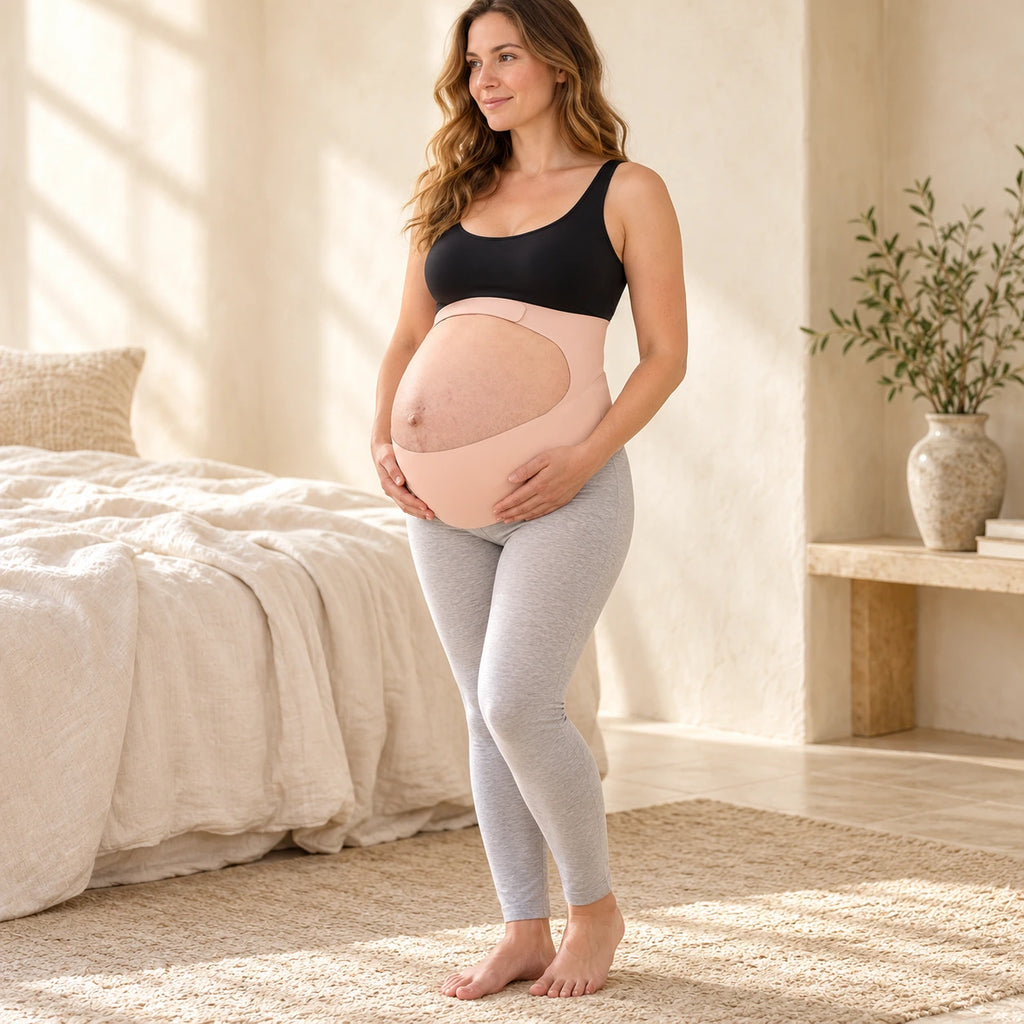 Adjustable Pregnancy Waist Support Belt, M Nude, worn or used by an adult model