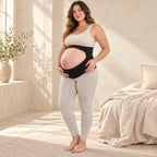 Adjustable Pregnancy Waist Support Belt, XL Black, worn or used by an adult model