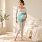 Adjustable Maternity Belly Band, Green, worn or used by an adult model