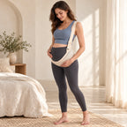 Breathable Adjustable Pregnancy Support Belt, Beige, worn or used by an adult model