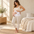 Three-Piece Maternity Support Belt Set, WHITE, worn or used by an adult model