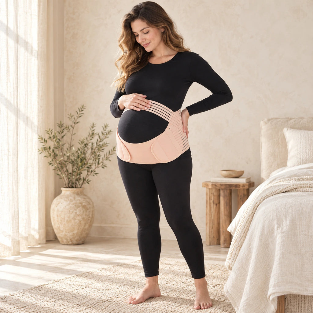 Three-Piece Maternity Support Belt Set, KAKHI, worn or used by an adult model