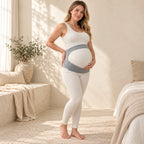 Adjustable Maternity Abdominal Support Belt, Light Grey, worn or used by an adult model