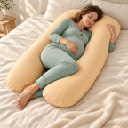 Full-Body Pregnancy Pillow — 130 × 70 cm, H, worn or used by an adult model