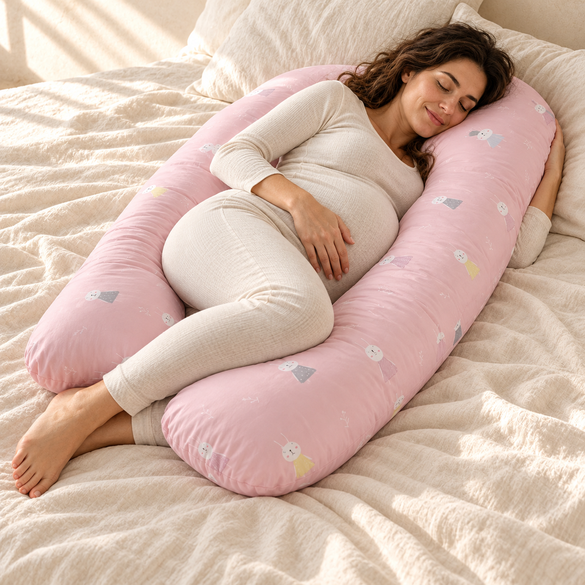Full-Body Pregnancy Pillow — 130 × 70 cm, A, shown on an adult model
