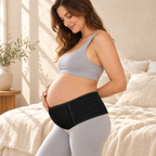 Adjustable Prenatal Belly Support Belt, BLACK, shown on an adult model