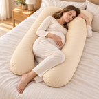 Detachable U-Shaped Pregnancy Pillow — Beige — used by adult model