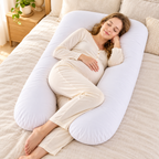 Detachable U-Shaped Pregnancy Pillow — WHITE — used by adult model