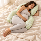 U-Shaped Side-Sleeping Pregnancy Pillow — Green — used by adult model