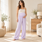Lightweight Wide-Leg Maternity Trousers — Lavender — worn by adult model