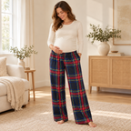 Plaid Wide-Leg Maternity Trousers — Style M — worn by adult model