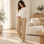 Plaid Wide-Leg Maternity Trousers — Style F — worn by adult model