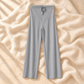 Adjustable-Waist Straight-Leg Maternity Trousers — Gray, product on ivory linen