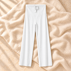 Adjustable-Waist Straight-Leg Maternity Trousers — White, product on ivory linen