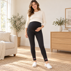 Tots & Moms maternity jeans — Black — Multicolour Stripes, worn by an adult model