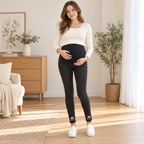 Tots & Moms maternity jeans — Black — Bow Cat, worn by an adult model