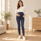 Tots & Moms maternity jeans — Indigo — Plain, worn by an adult model
