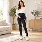 Tots & Moms maternity jeans — Black — Solid Heartbeat, worn by an adult model