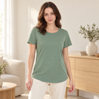 Tots & Moms nursing T-shirt — green — worn by model