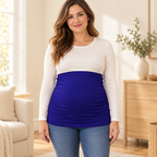 Tots & Moms stretch maternity band — royal blue / China Mainland / M — worn over clothing by adult model